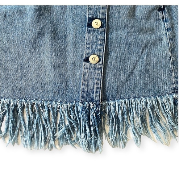 NWT 3x1 NYC Asymmetrical fringe button down denim skirt size S - Picture 6 of 13